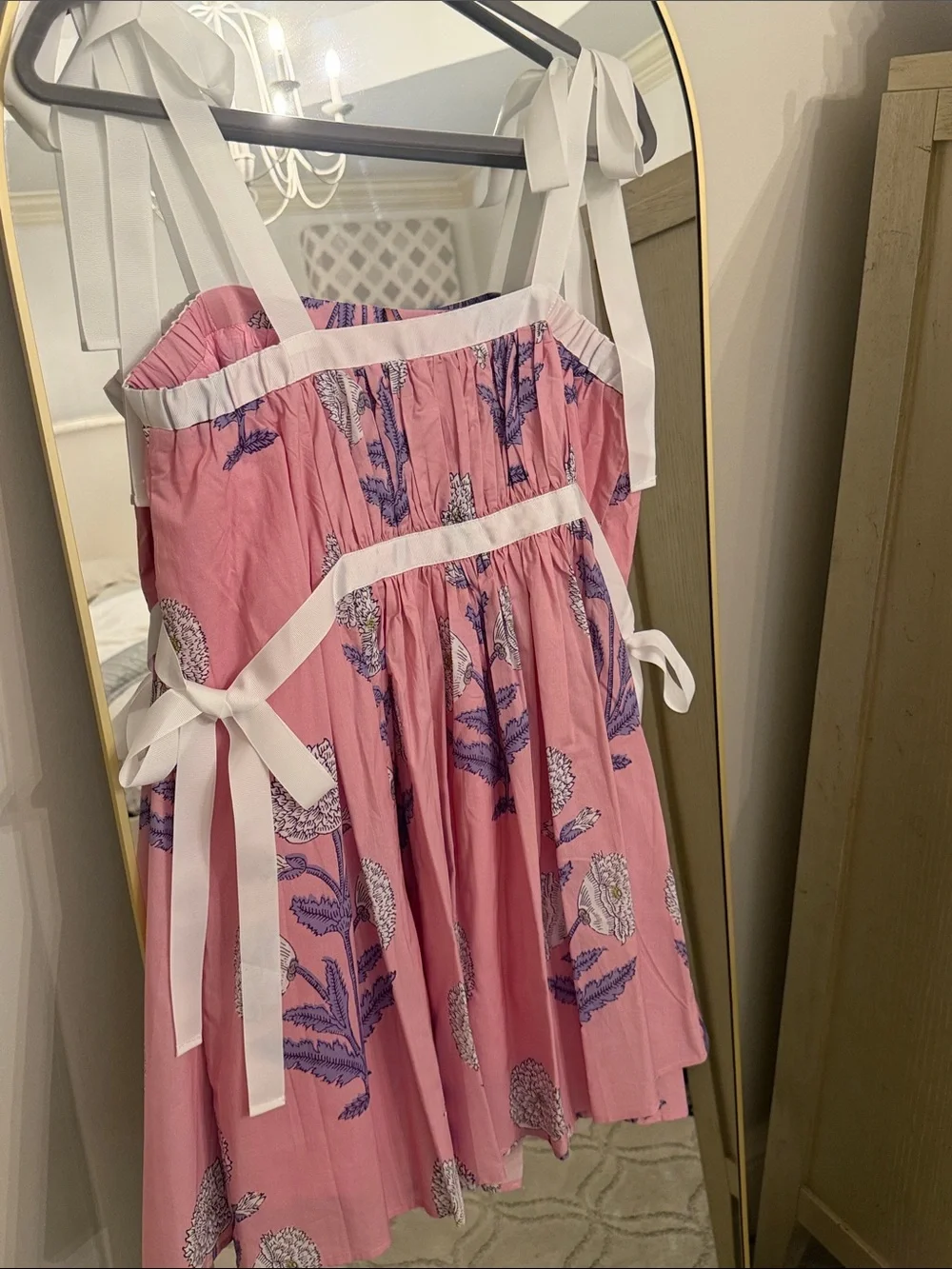 Entro Pink Floral Tie-Shoulder Sundress with Purple Botanicals